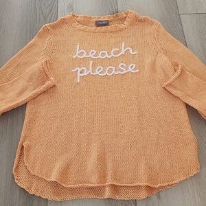 Wooden Ships Vibrant Orange'Beach Please' Knit Sweater-XS